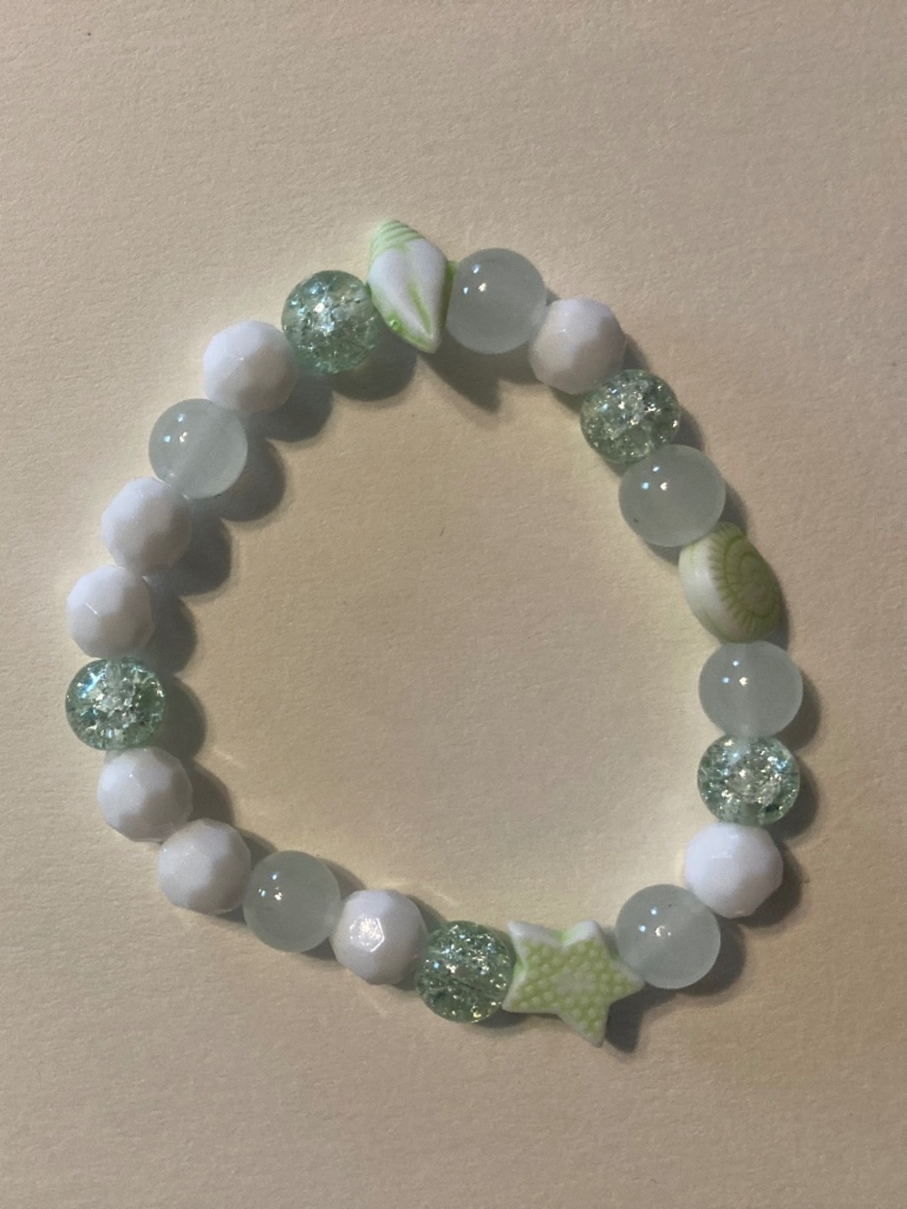 Teal White Pre-Stretched Elastic Beach Bracelet Set - 6.5”